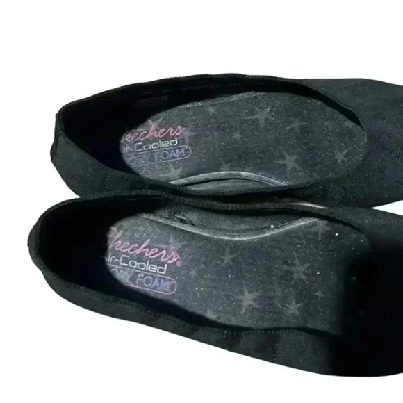 Skechers Air Cooled Memory Foam Black Elastic Flats, 8.5 - Picture 4 of 5